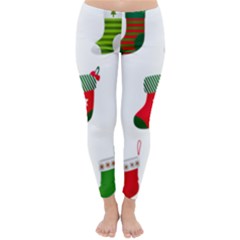 Christmas Stocking Candle Classic Winter Leggings by Mariart