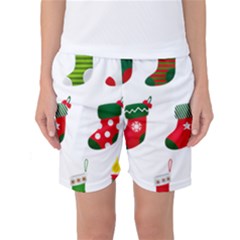 Christmas Stocking Candle Women s Basketball Shorts by Mariart