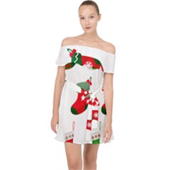 Christmas Stocking Candle Off Shoulder Chiffon Dress