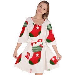 Christmas Stocking Candle Velour Kimono Dress by Mariart