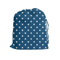 Polka Dot - Turquoise  Drawstring Pouch (xl) by WensdaiAmbrose