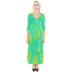 Kaleidoscope Background Green Quarter Sleeve Wrap Maxi Dress