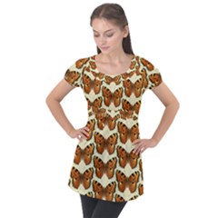 Butterflies Insects Puff Sleeve Tunic Top