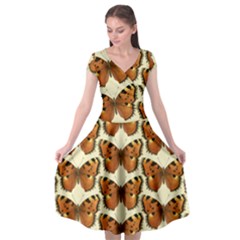 Butterflies Insects Cap Sleeve Wrap Front Dress