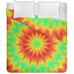 Kaleidoscope Background Mandala Red Green Duvet Cover Double Side (california King Size) by Mariart