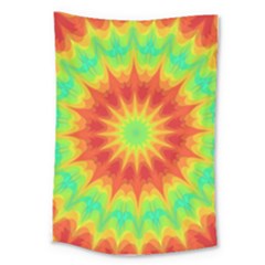 Kaleidoscope Background Mandala Red Green Large Tapestry by Mariart
