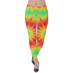 Kaleidoscope Background Mandala Red Green Velvet Leggings