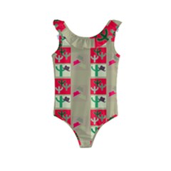 Background Western Cowboy Kids  Frill Swimsuit