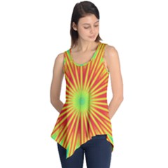 Kaleidoscope Background Mandala Red,green Sun Sleeveless Tunic