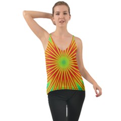 Kaleidoscope Background Mandala Red,green Sun Chiffon Cami