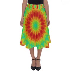 Kaleidoscope Background Red Yellow Perfect Length Midi Skirt by Mariart