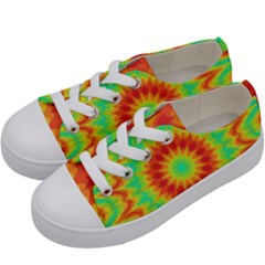 Kaleidoscope Background Red Yellow Kids  Low Top Canvas Sneakers
