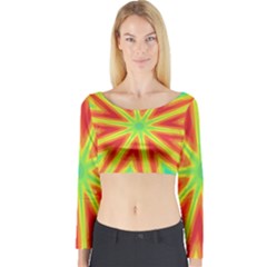 Kaleidoscope Background Star Long Sleeve Crop Top