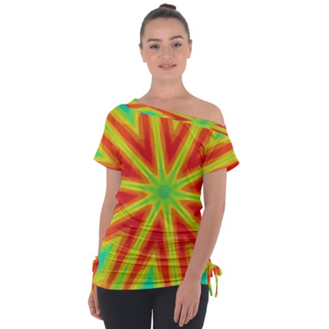 Kaleidoscope Background Star Tie-up Tee by Mariart