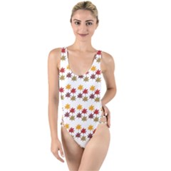 Autumn Leaves High Leg Strappy Swimsuit by Mariart