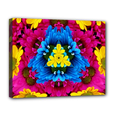 Flowers Kaleidoscope Mandala Canvas 14  X 11  (stretched)