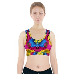 Flowers Kaleidoscope Mandala Sports Bra With Pocket