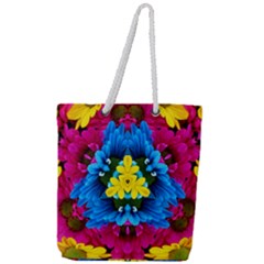 Flowers Kaleidoscope Mandala Full Print Rope Handle Tote (large)