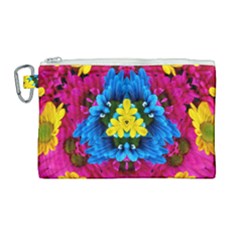 Flowers Kaleidoscope Mandala Canvas Cosmetic Bag (large) by Mariart