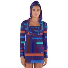 Line Background Abstract Long Sleeve Hooded T-shirt