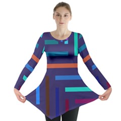 Line Background Abstract Long Sleeve Tunic 
