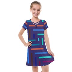 Line Background Abstract Kids  Cross Web Dress