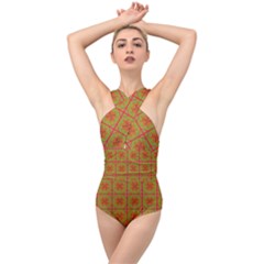 Western Pattern Backdrop Cross Front Low Back Swimsuit by Mariart