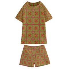 Western Pattern Backdrop Kids  Swim Tee and Shorts Set