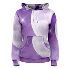 Purple Sky Star Moon Clouds Women s Pullover Hoodie