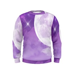 Purple Sky Star Moon Clouds Kids  Sweatshirt by Mariart