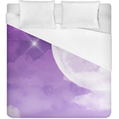 Purple Sky Star Moon Clouds Duvet Cover (king Size)