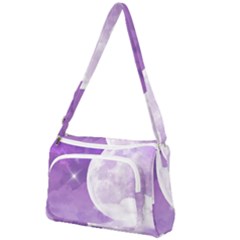 Purple Sky Star Moon Clouds Front Pocket Crossbody Bag