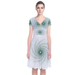 Spirograph Pattern Short Sleeve Front Wrap Dress