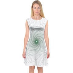 Spirograph Pattern Capsleeve Midi Dress