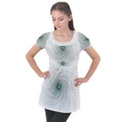 Spirograph Pattern Puff Sleeve Tunic Top