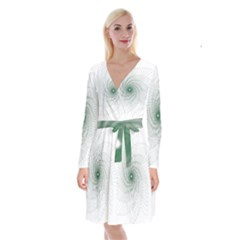 Spirograph Pattern Long Sleeve Velvet Front Wrap Dress