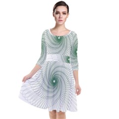 Spirograph Pattern Quarter Sleeve Waist Band Dress