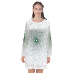 Spirograph Pattern Long Sleeve Chiffon Shift Dress 