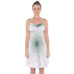 Spirograph Pattern Ruffle Detail Chiffon Dress