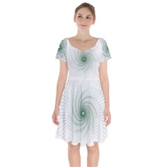 Spirograph Pattern Short Sleeve Bardot Dress