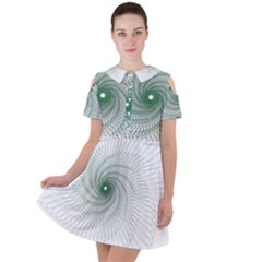 Spirograph Pattern Short Sleeve Shoulder Cut Out Dress 