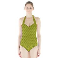 Autumn Leaves Pattern Halter Swimsuit by LoolyElzayat