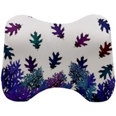 Blue Purple Leaves Head Support Cushion by LoolyElzayat