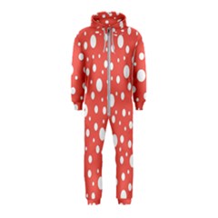 Polka Dot On Living Coral Hooded Jumpsuit (kids) by LoolyElzayat