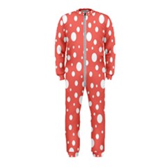 Polka Dot On Living Coral Onepiece Jumpsuit (kids) by LoolyElzayat