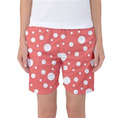 Polka Dot On Living Coral Women s Basketball Shorts by LoolyElzayat