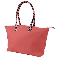 Coral Leopard Print  Canvas Shoulder Bag by TopitOff