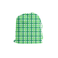 Sweet Pea Green Gingham Drawstring Pouch (medium) by WensdaiAmbrose