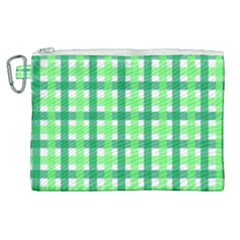 Sweet Pea Green Gingham Canvas Cosmetic Bag (xl) by WensdaiAmbrose