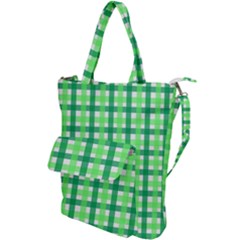 Sweet Pea Green Gingham Shoulder Tote Bag